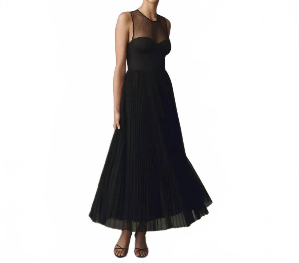 NEW HUTCH women's donya pleated gown in black